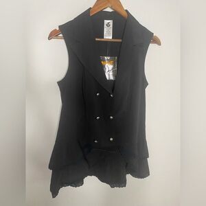 Spirit Halloween New Black Ruffle High Low Vest Women’s Size Medium witchy Emo
